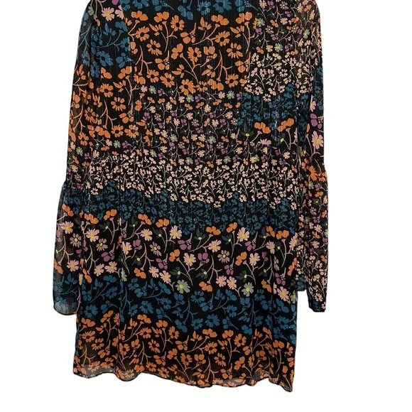 NWT BCBG Lace Up Front Floral with Metallic Threads Print Dress XS - Picture 10 of 12